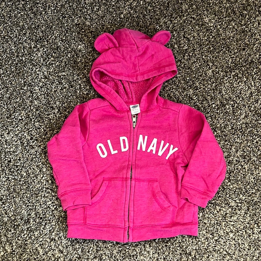Old Navy pink zip up hoodie size 12-18 months